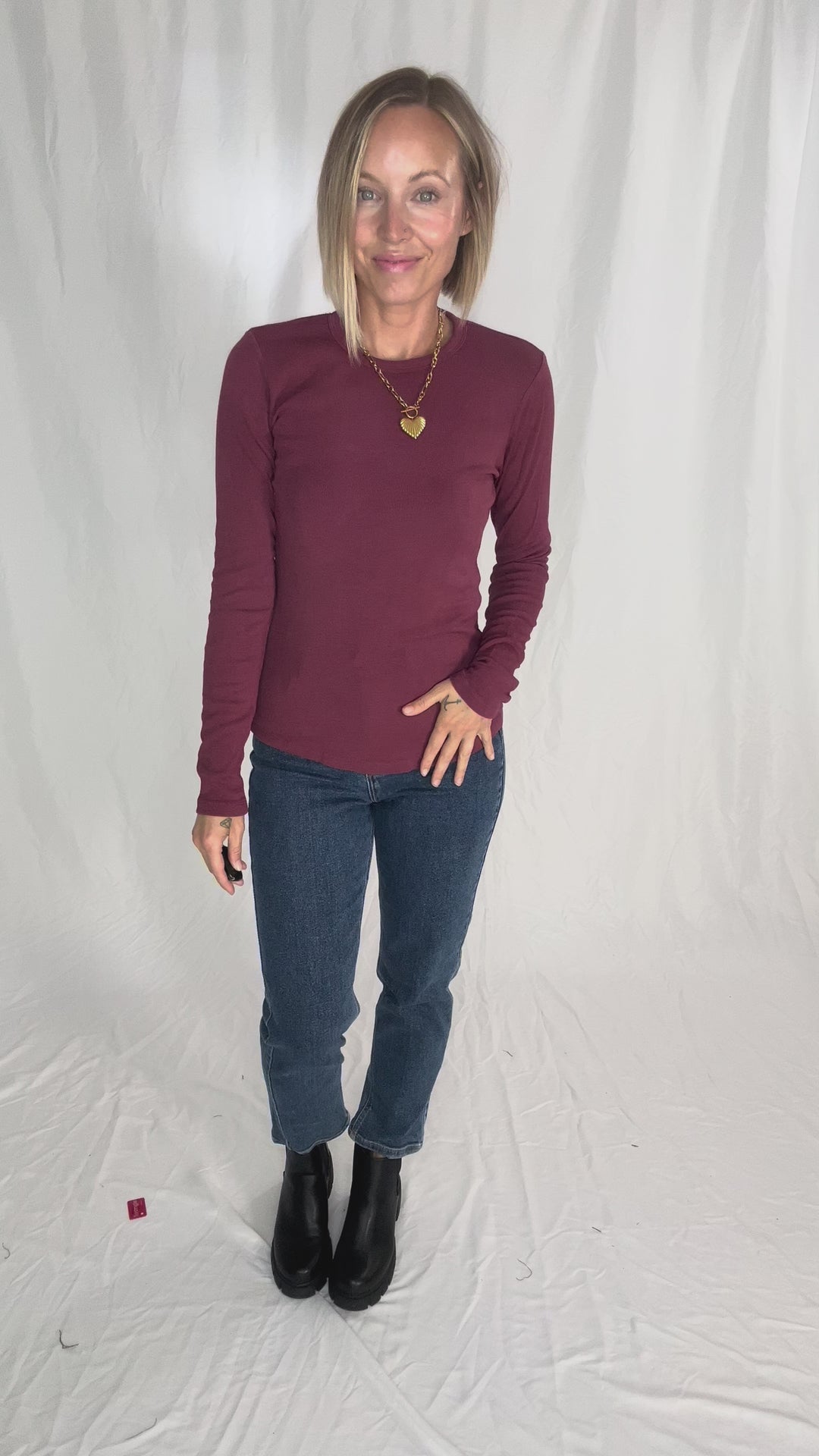 Elbus Knit Crewneck Long Sleeve- WINE