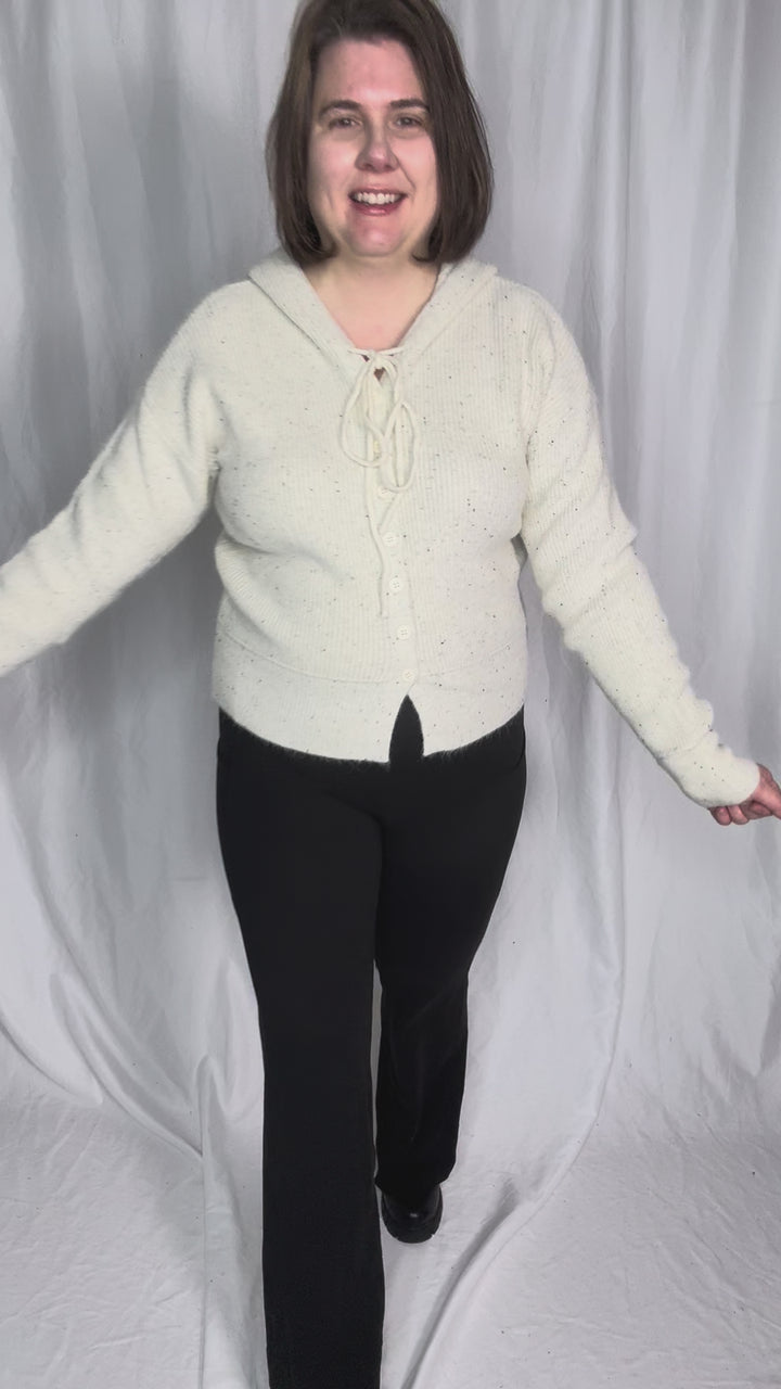 Caroline Button Up Hooded Sweater- OATMEAL