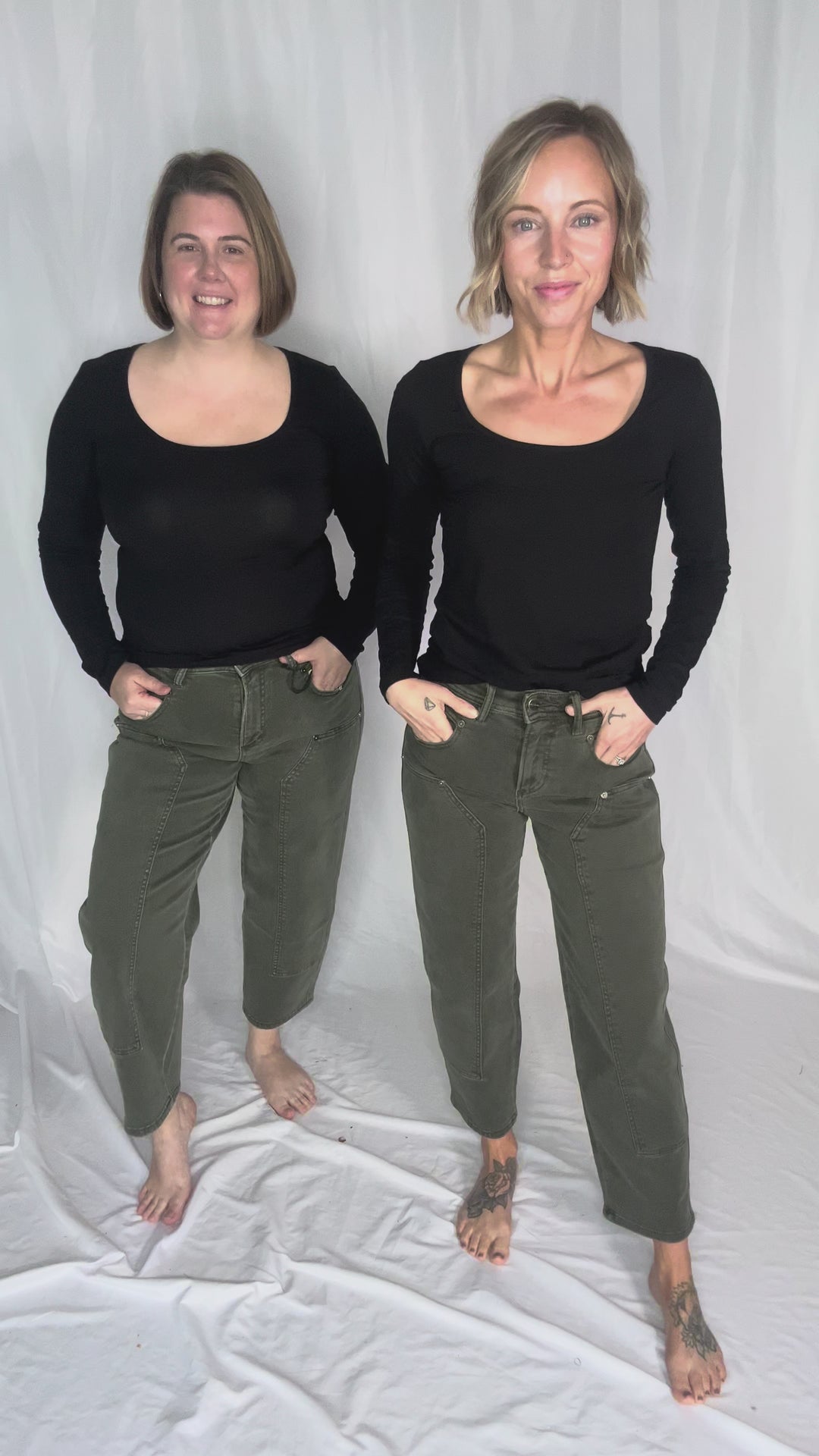 MICA Autumyn High Rise Barrel Jean- DARK FERN