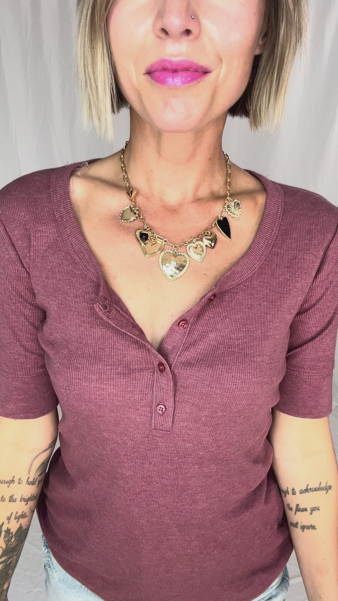 Starla Anti-Tarnish Heart Charm Necklace- GOLD
