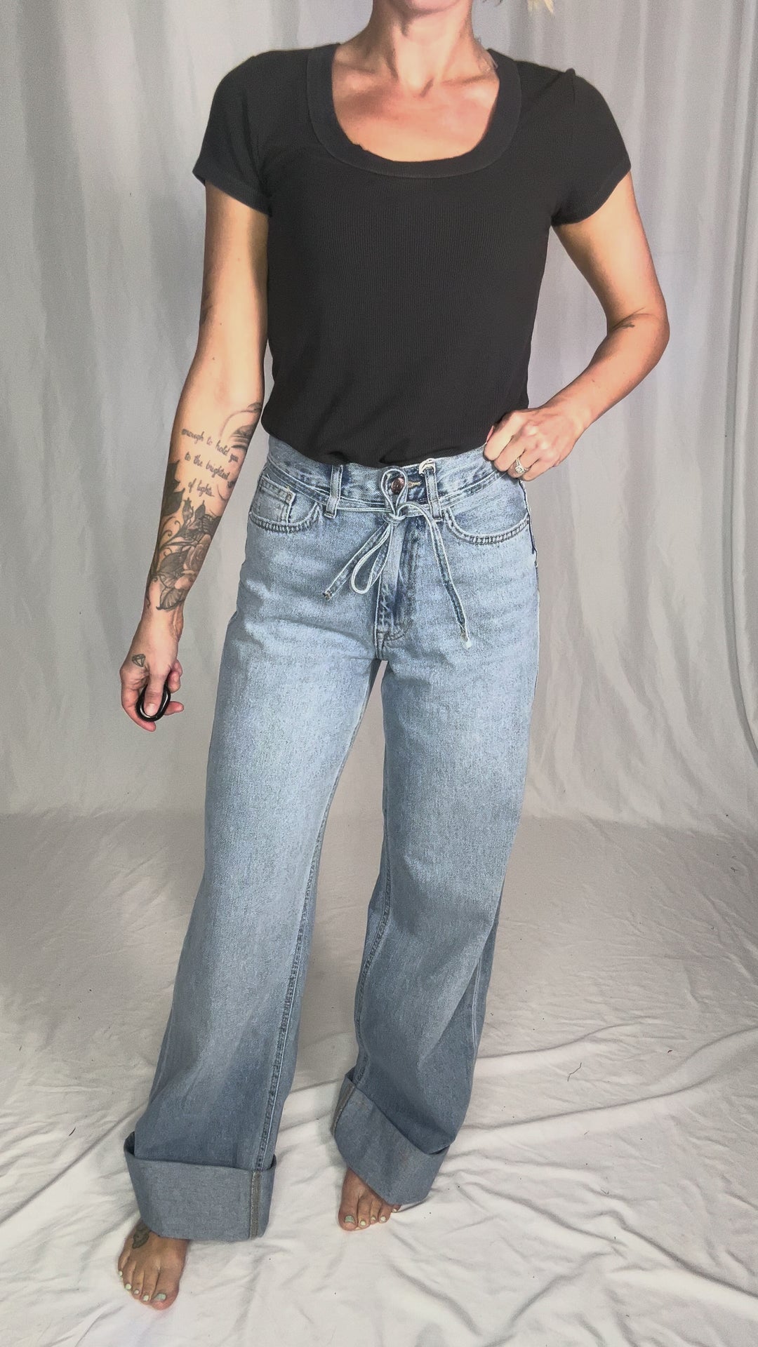 ONLY Bronwyn Removable Tie Waist Jean- LIGHT WASH