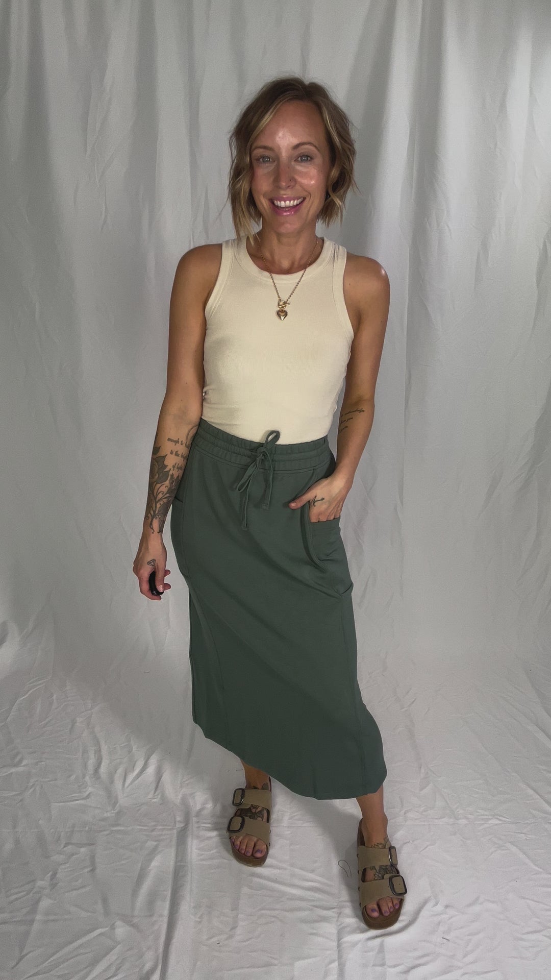 Beth Ribbed Tank Top- OATMILK-FINAL SALE