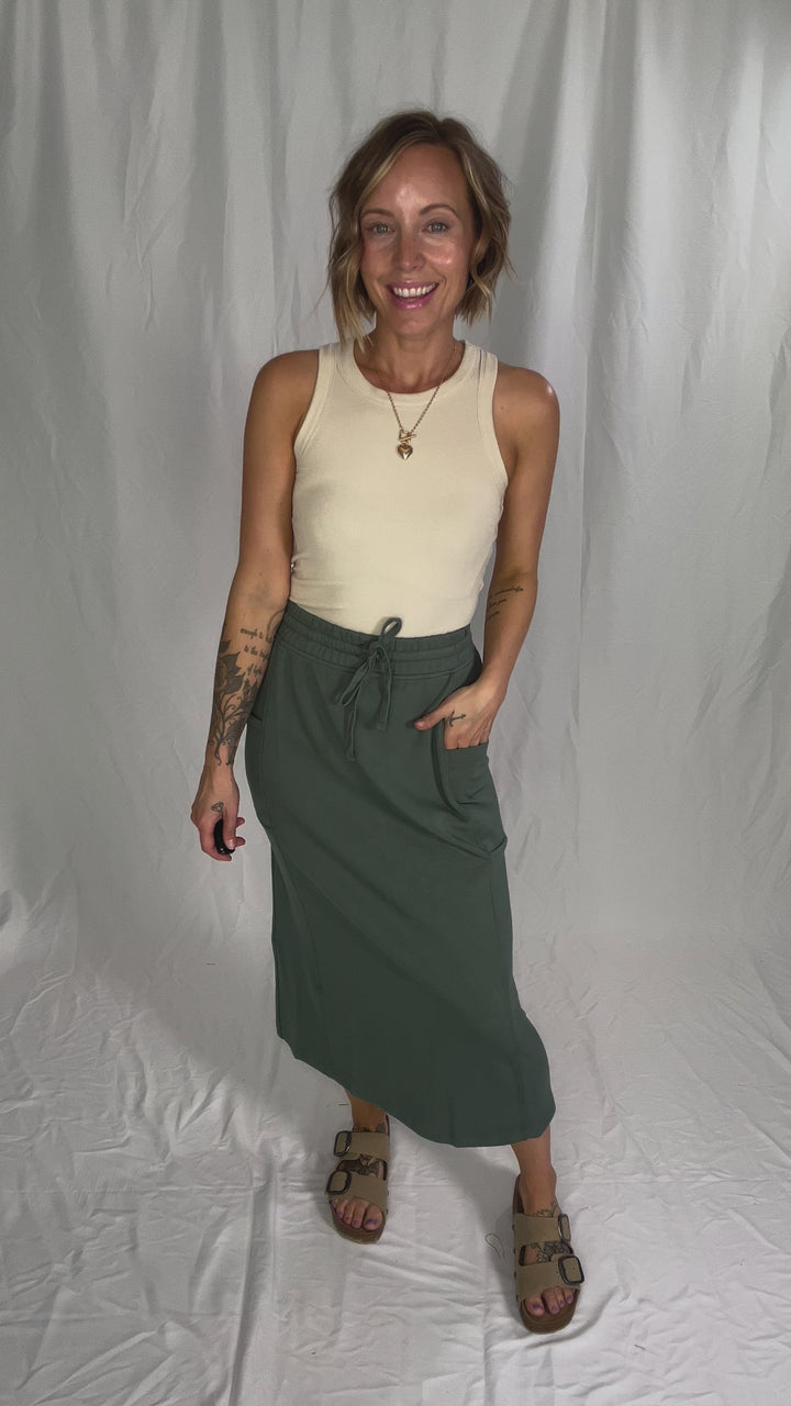 Beth Ribbed Tank Top- OATMILK-FINAL SALE
