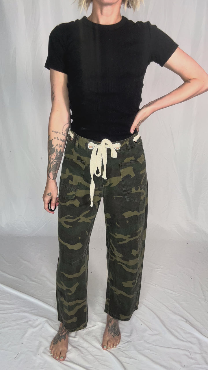 Jeremy Camo Relaxed Fit Rope String Pants- CAMO