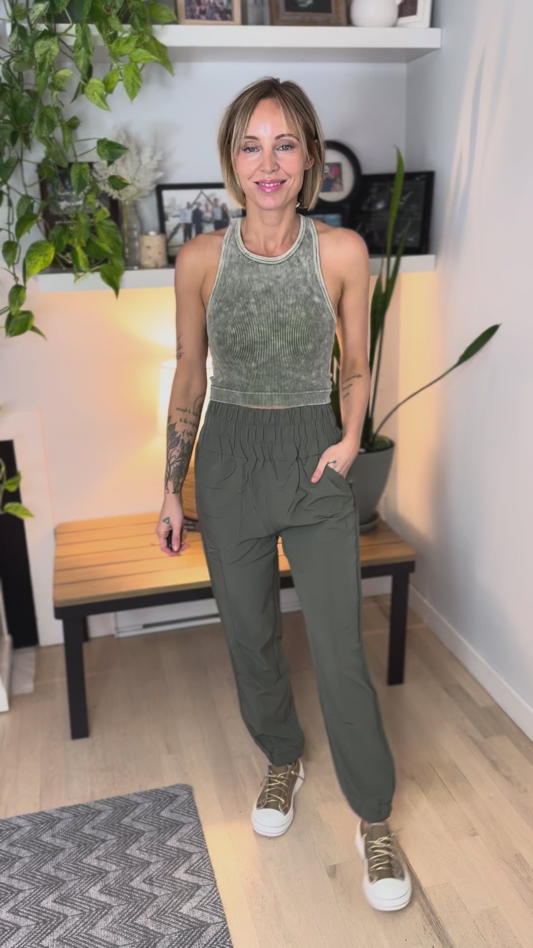 Nadia High Waist Jogger- ARMY