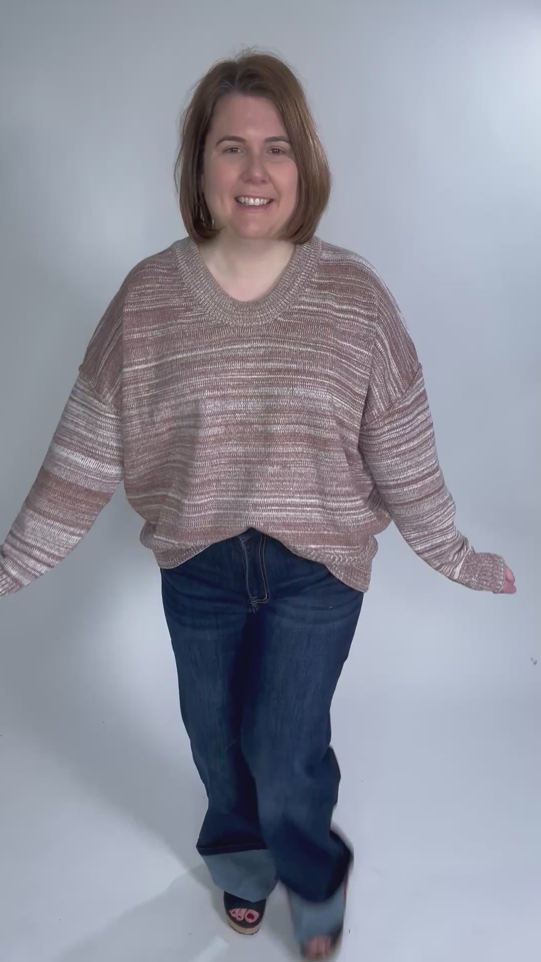 Lana Stripe Sweater- MOCHA MULTI-FINAL SALE