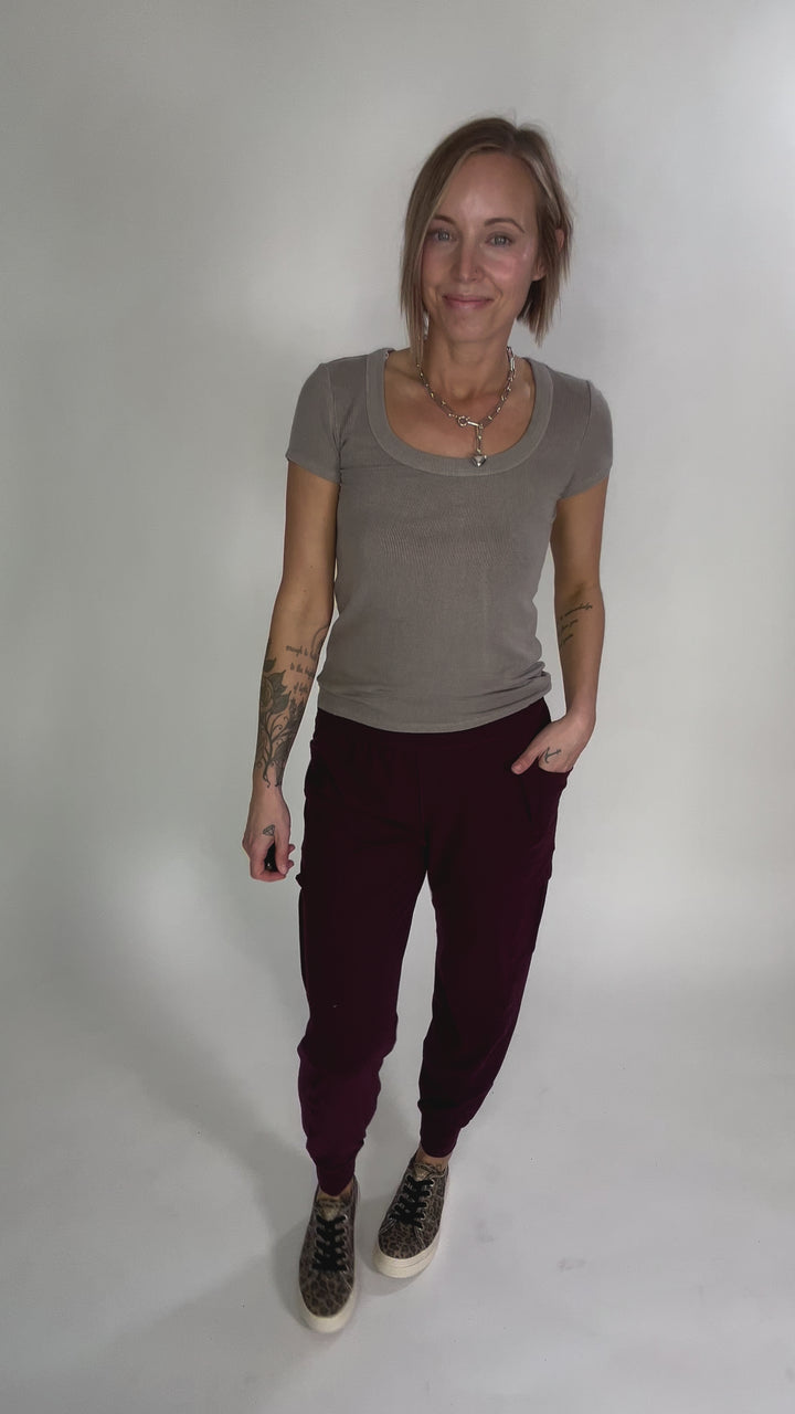 Only The Best Butter Jogger- CASSIS-FINAL SALE
