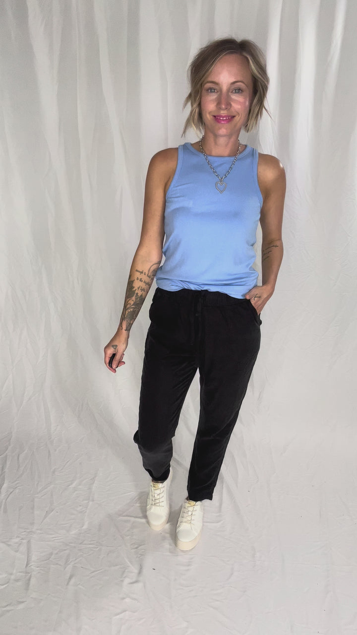 Tara Ribbed Tank- LIGHT BLUE