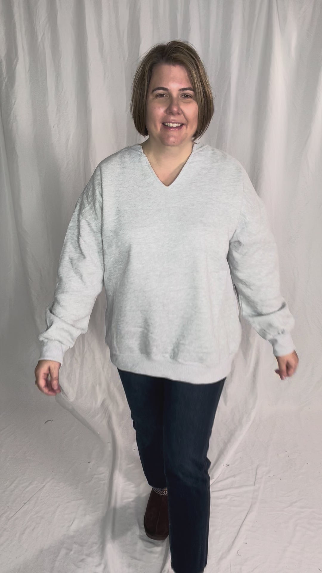 Birdie Split Hem Fleece Pullover- HTHR GREY