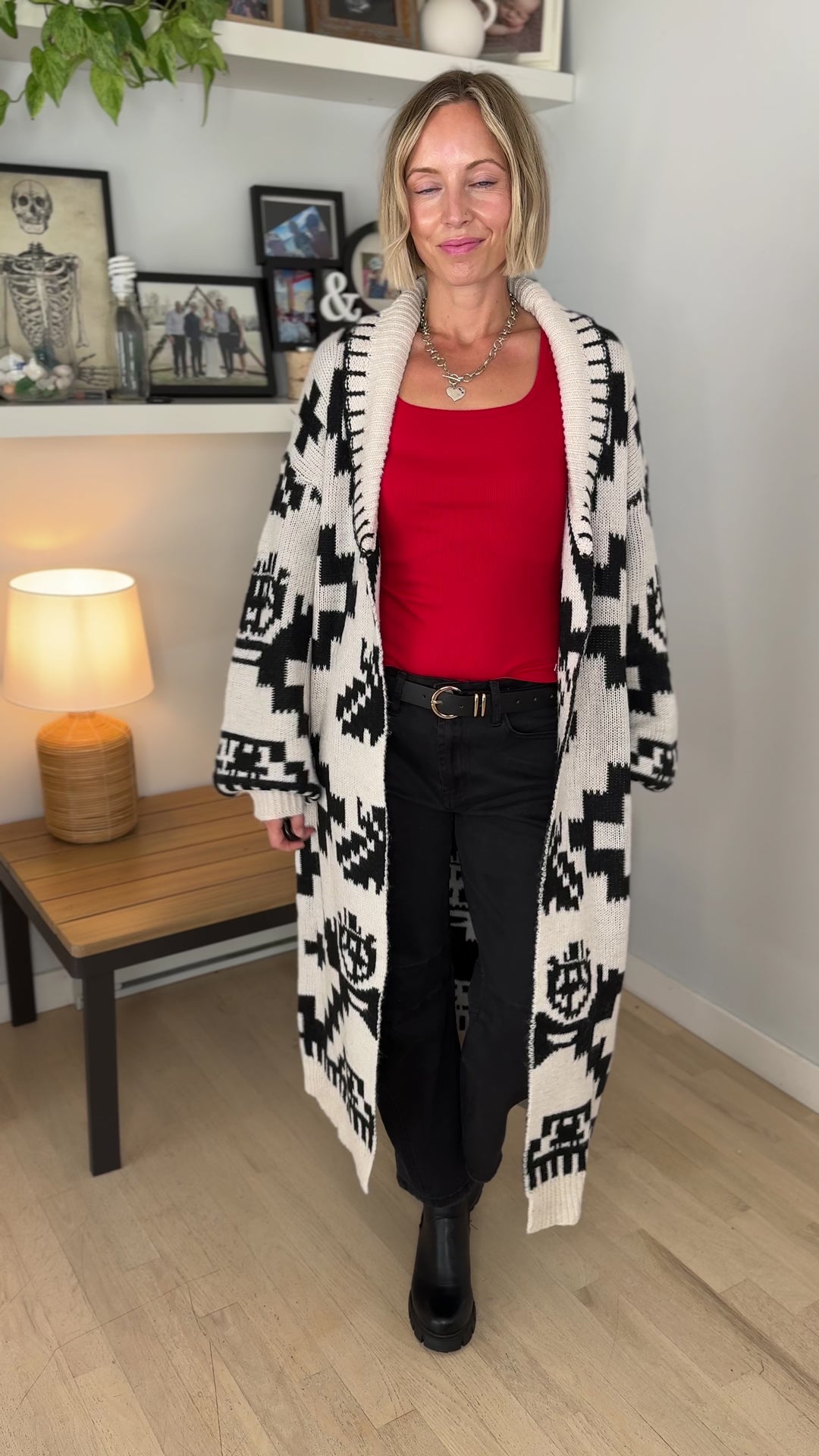 Lennox Western Cardigan- CREAM & BLACK