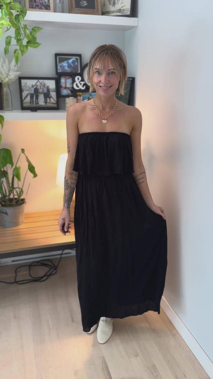 Serena Tiered Maxi Dress- BLACK