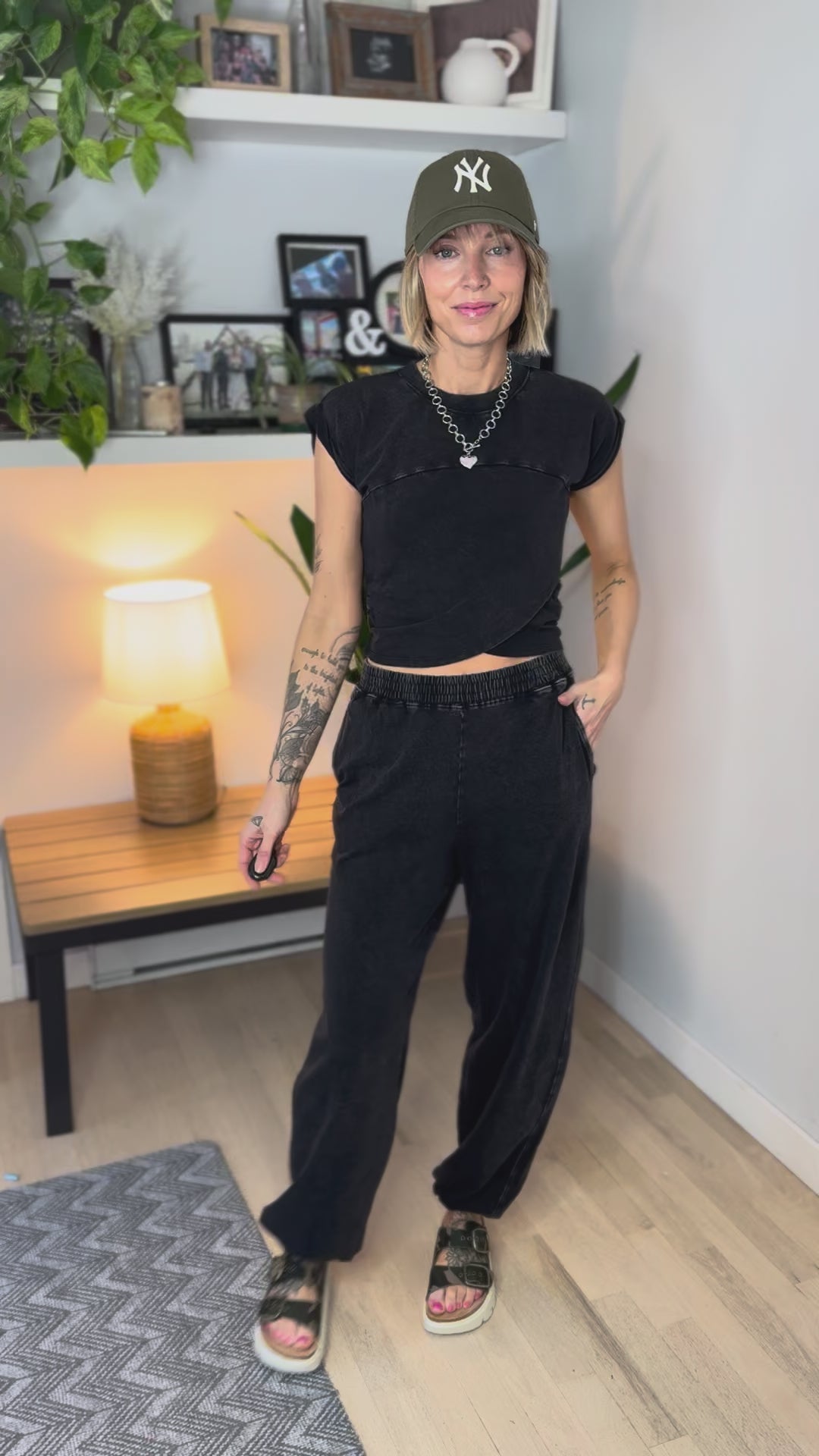 Maude Washed Stretch Cotton Set- BLACK