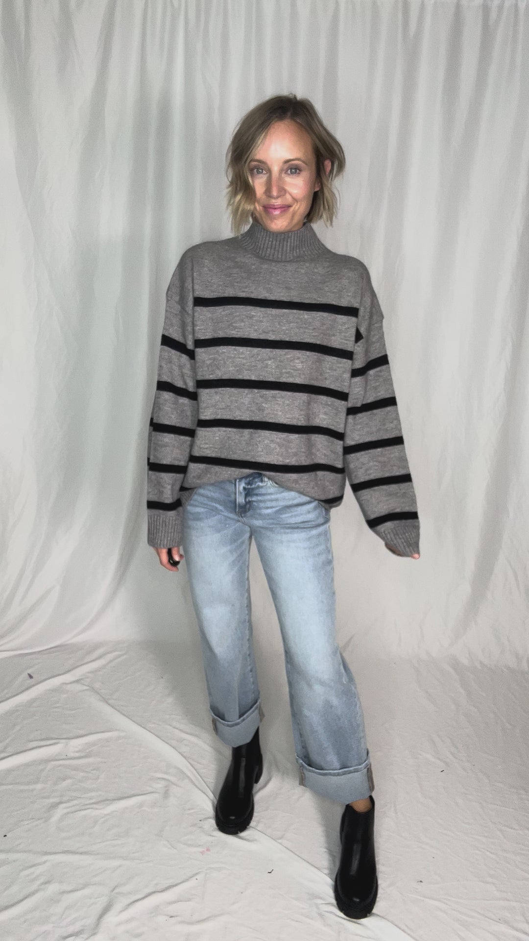 Selene Knit Sweater- CHARCOAL GREY