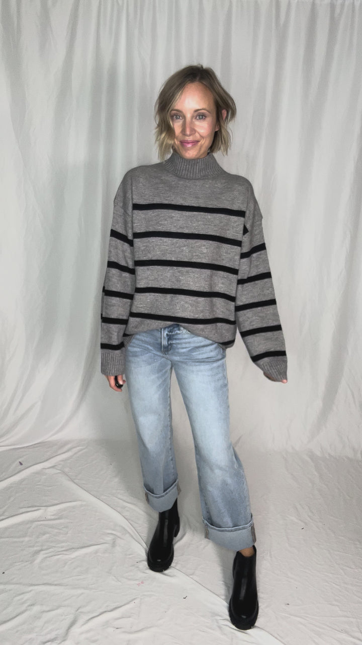 Selene Knit Sweater- CHARCOAL GREY