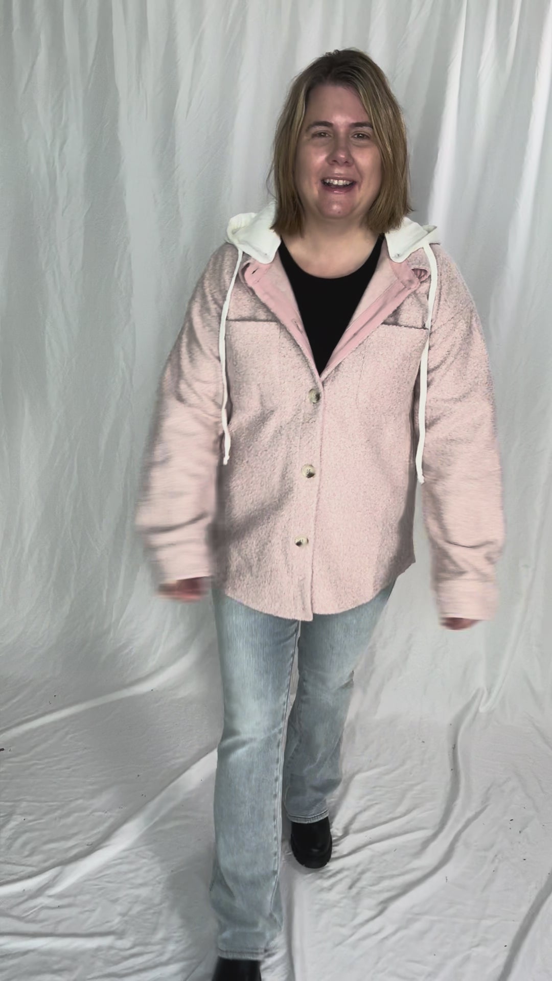 Koltyn Boucle Hooded Shacket- SOFT MAUVE