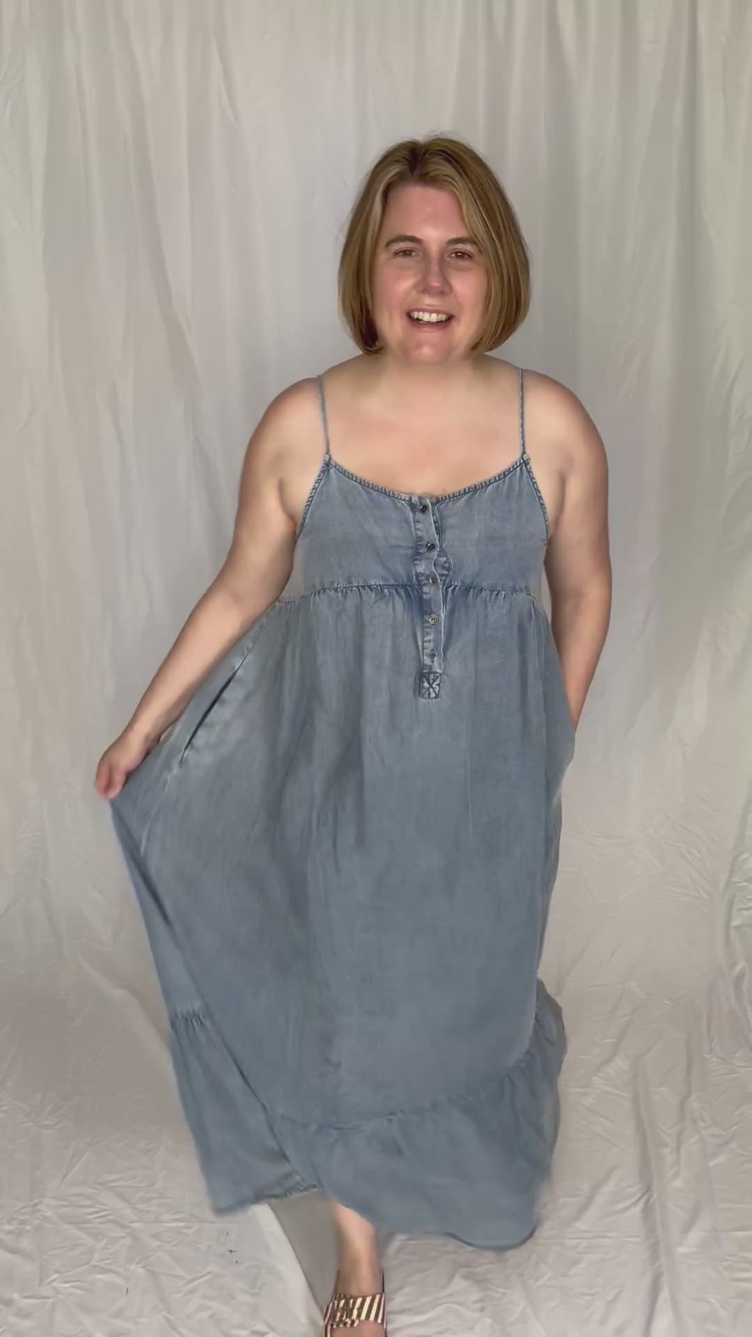 Neve Tencel Chambray Scoop Maxi- DENIM