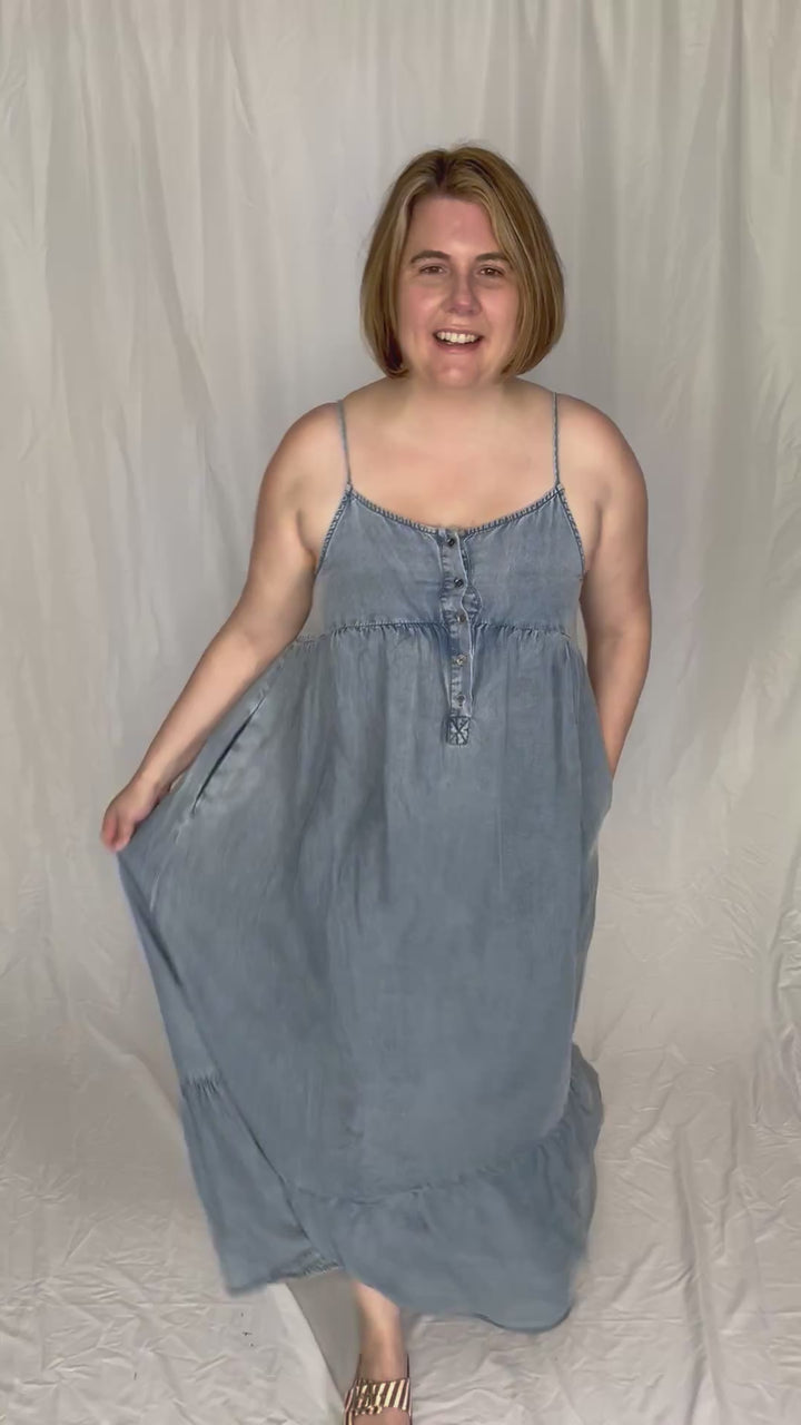 Neve Tencel Chambray Scoop Maxi- DENIM