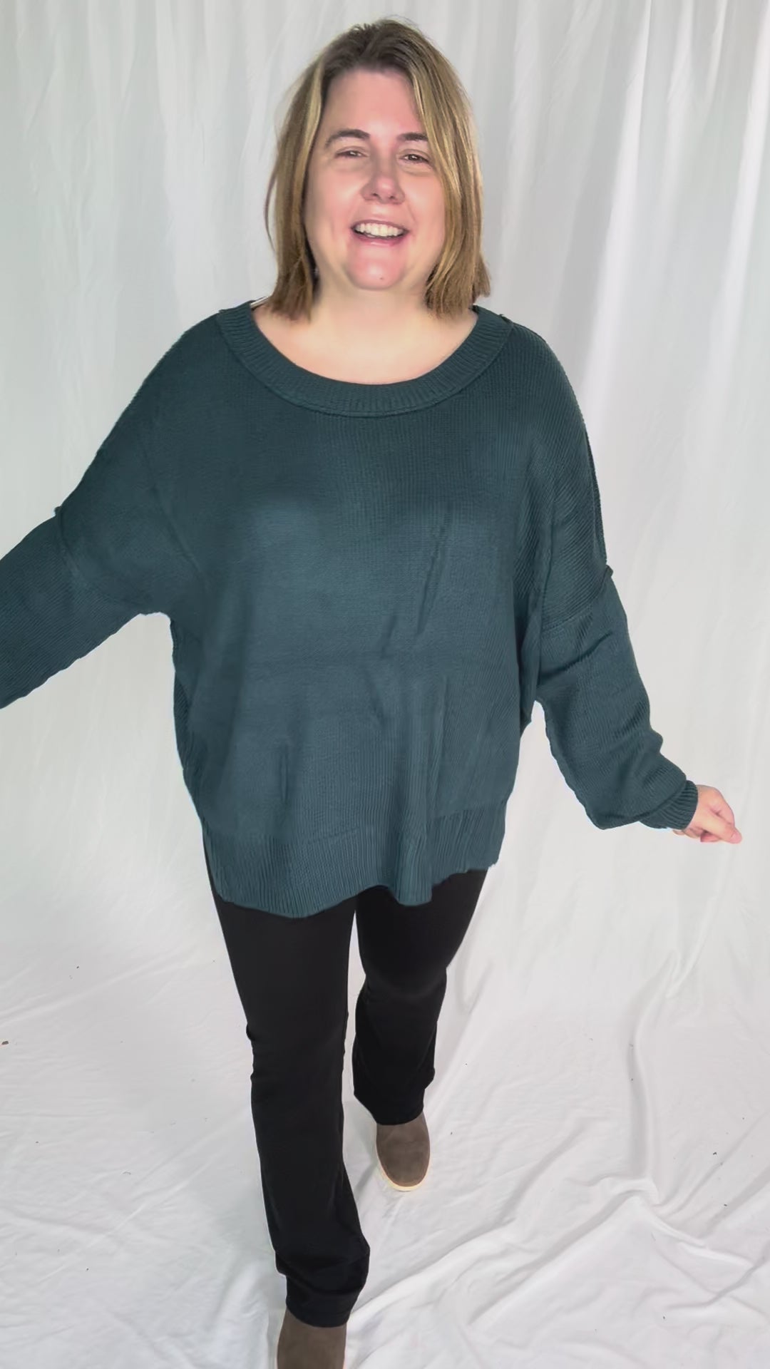 Ever Oversized Cotton Exposed Seam Sweater- INDIGO