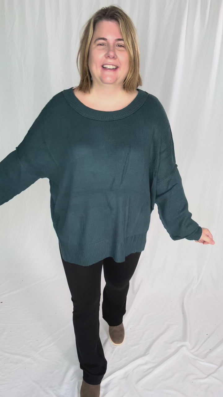 Ever Oversized Cotton Exposed Seam Sweater- INDIGO