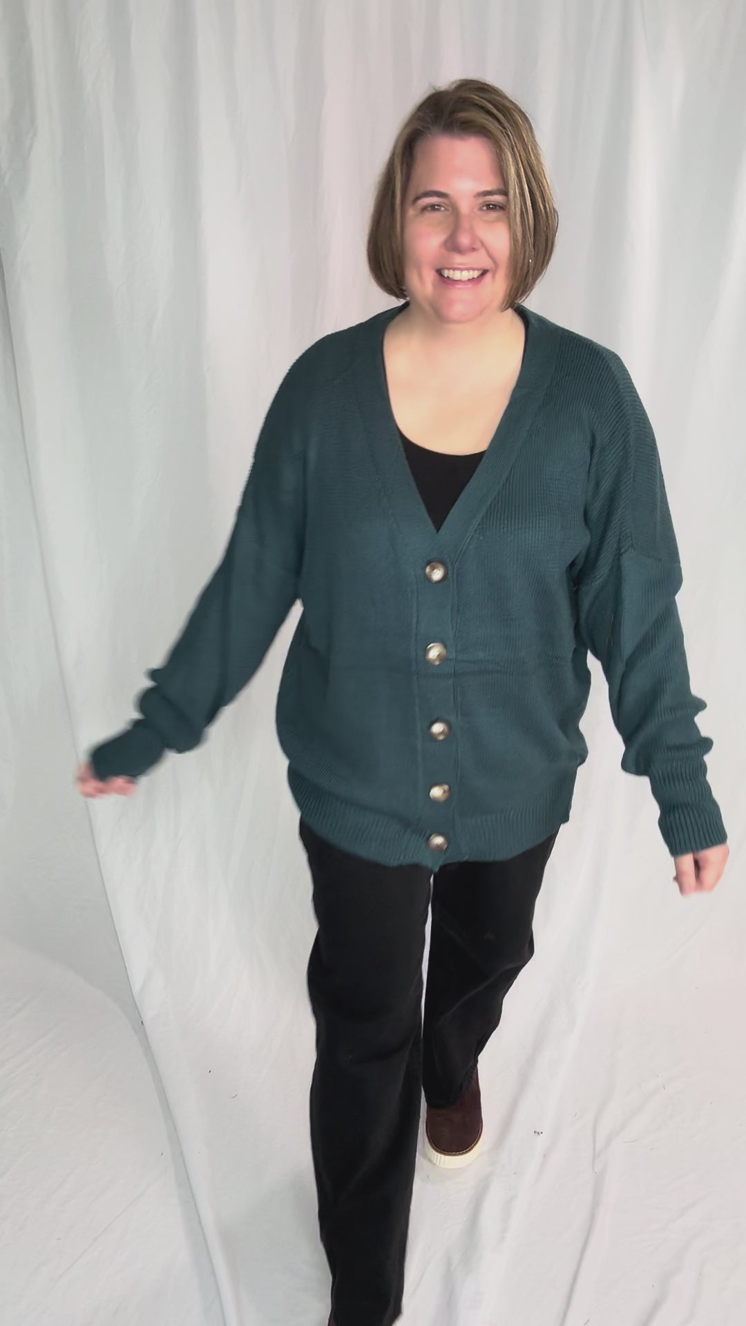 Oli Oversized Cotton Button Down Cardigan- DARK TEAL
