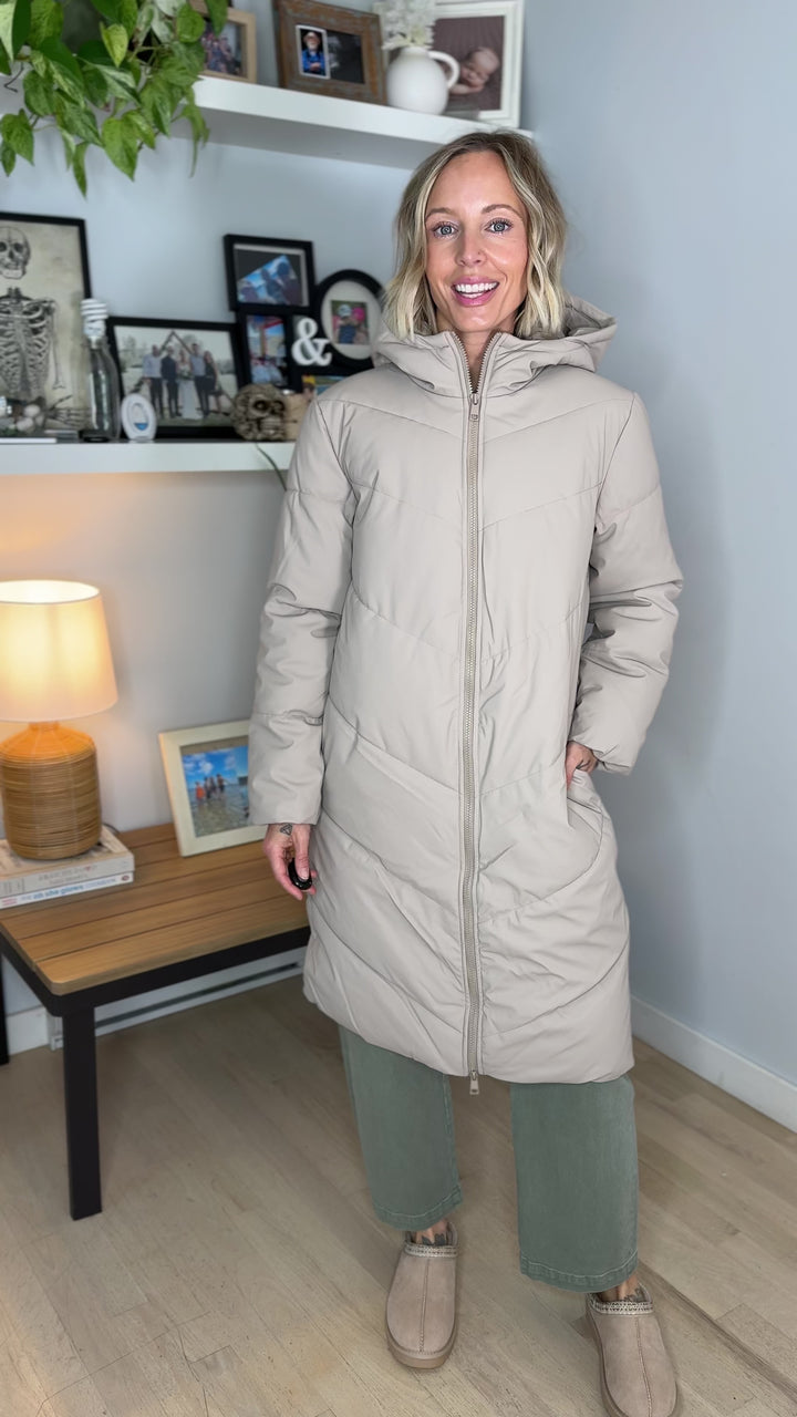 ONLY Rikka Water Repellant Puffer Coat- COOL TAUPE