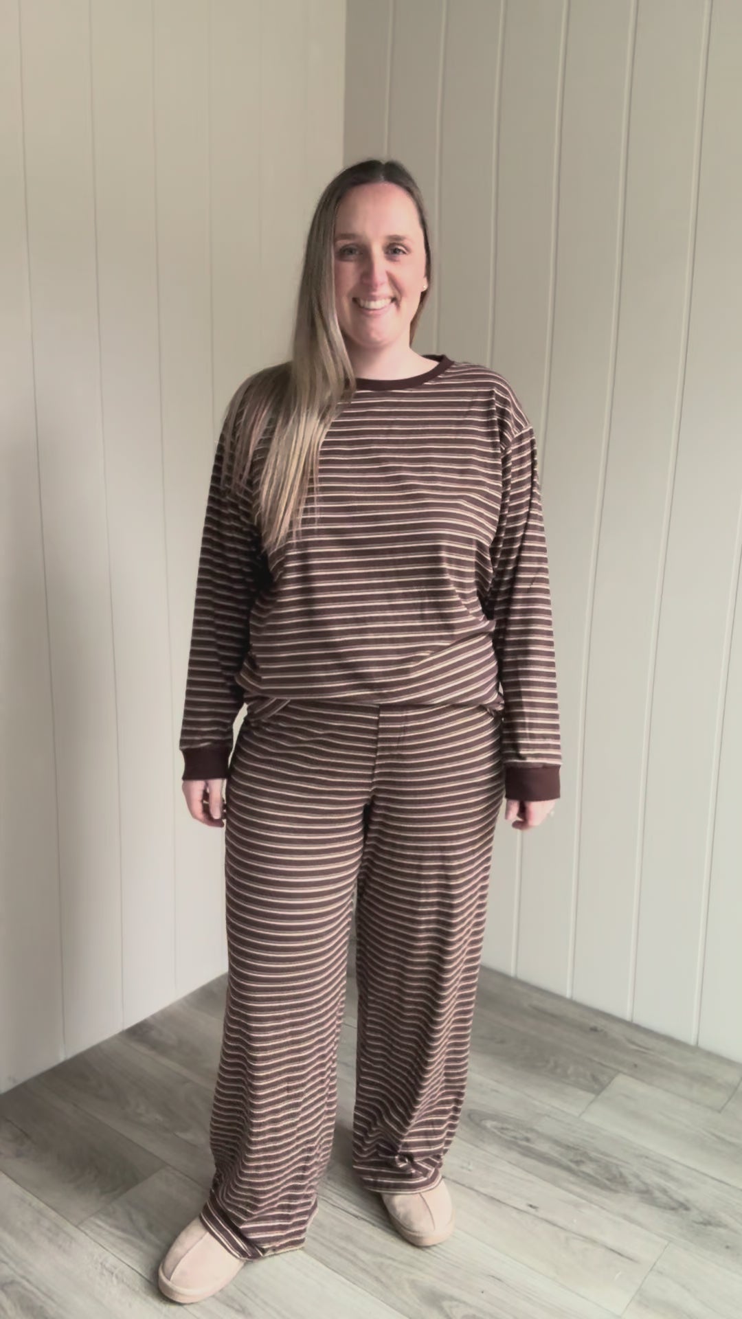 Carlow Brushed Stripe Set- BROWN