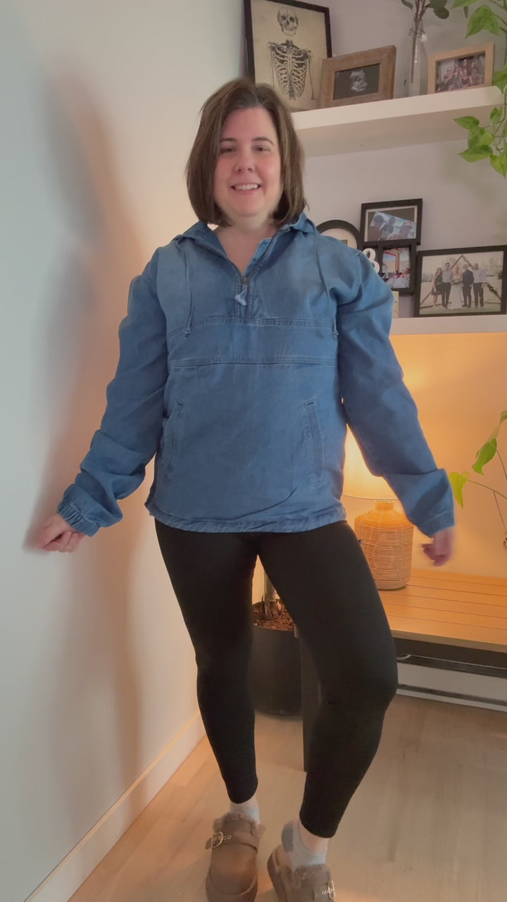 Bex Denim Hoodie Jacket- MEDIUM WASH