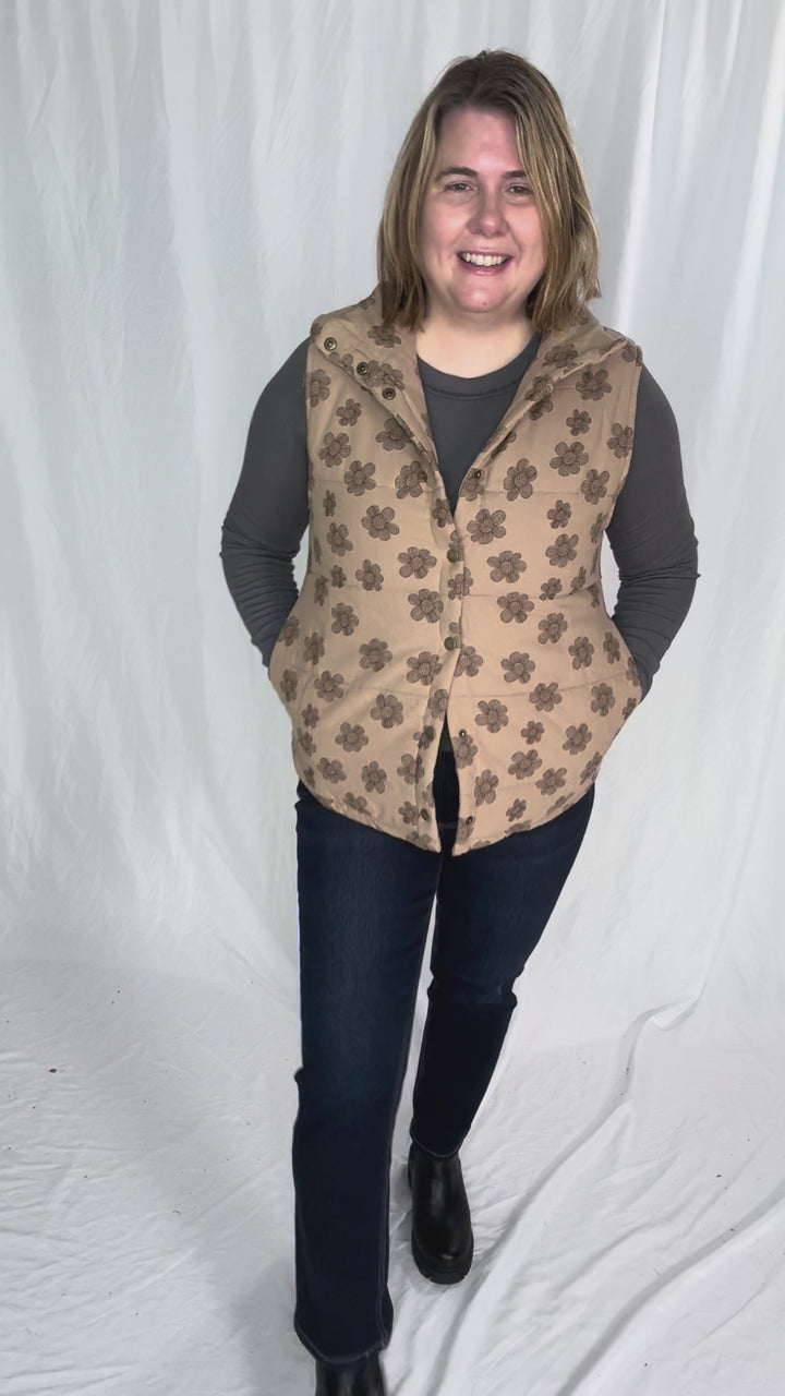 Noah Florah Padded Vest- MOCHA