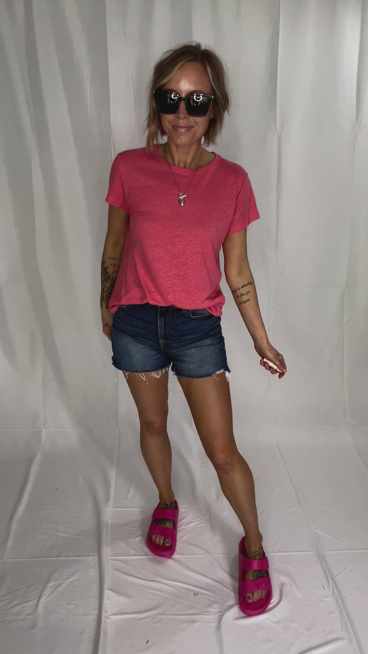 Solena Classic Round Hem Tee- GUAVA-FINAL SALE