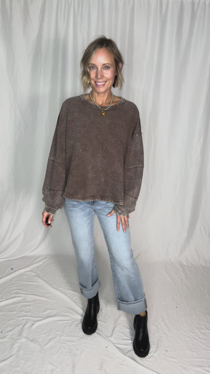 Harvest Moon Washed Pullover- ESPRESSO