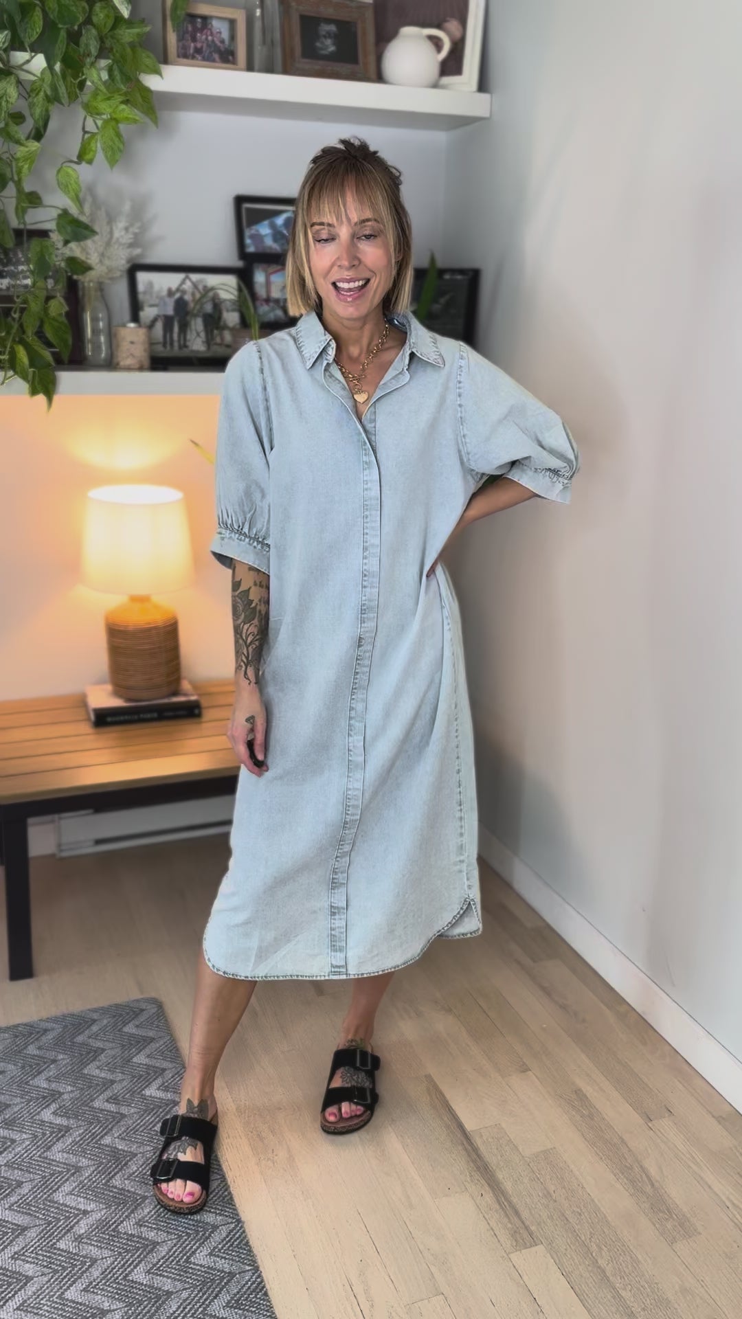 Nala Denim Midi Dress- LIGHT INDIGO