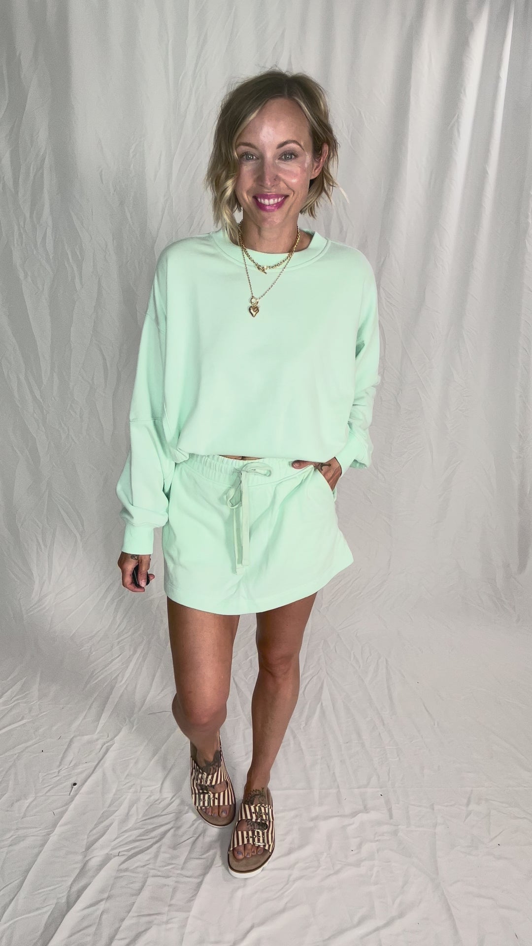 Karla French Terry Casual Skort- FRESH MINT-FINAL SALE