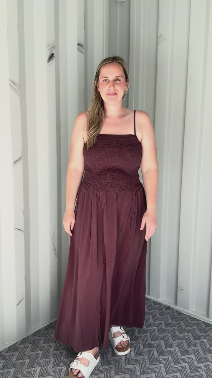 Glow Getter Tank Midi Dress- WALNUT