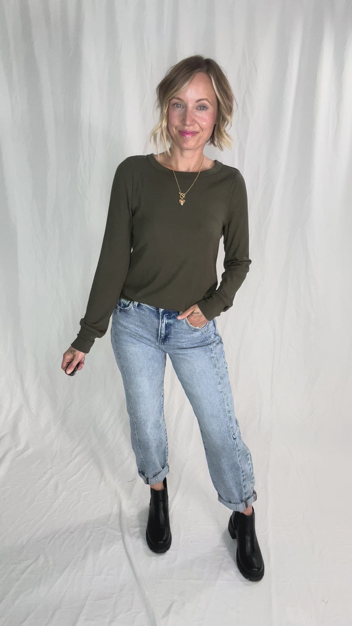 THREAD & SUPPLY Stacy Long Sleeve- EUCALYPTUS