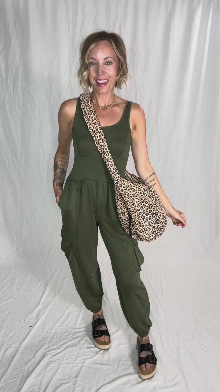 All Set Scuba Cargo Jumpsuit- OLIVE