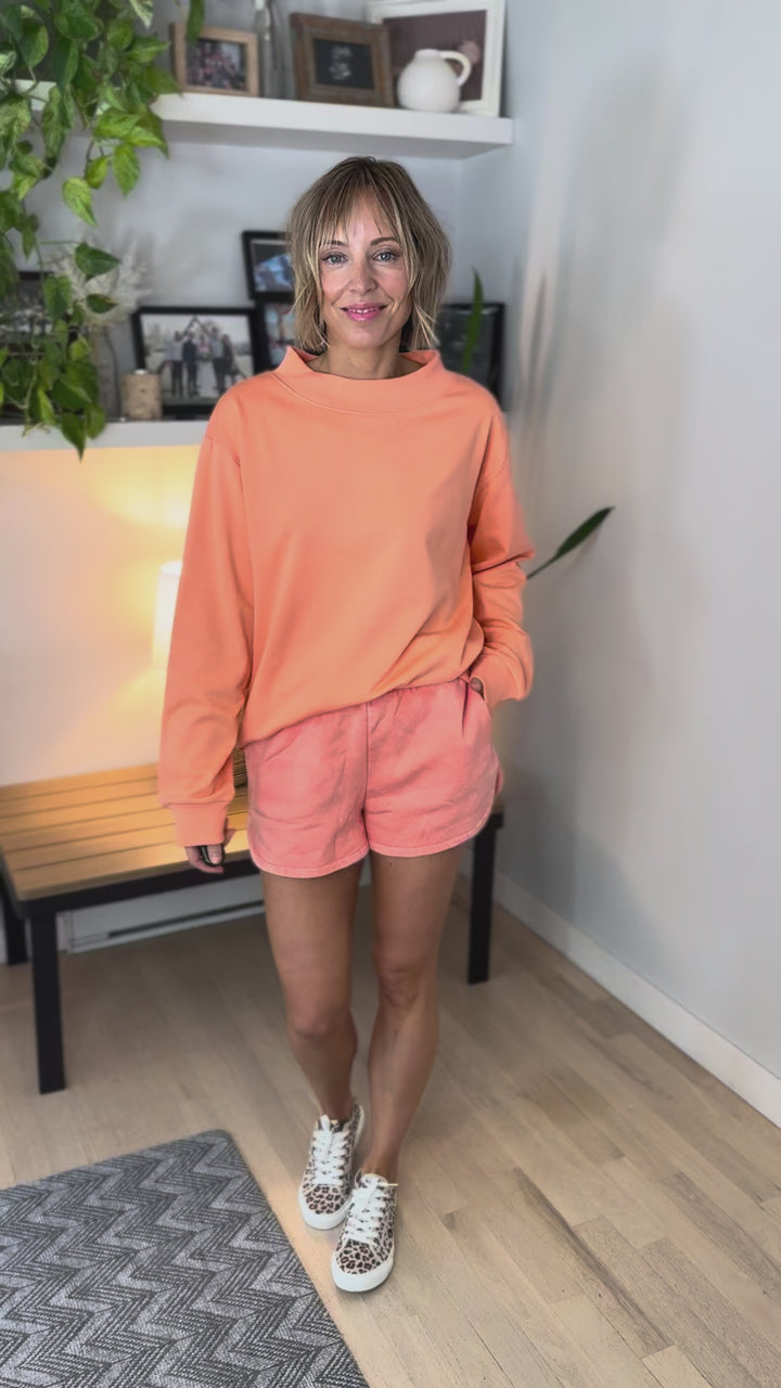 Lenny Mock Neck Pullover- CANTALOUPE-FINAL SALE