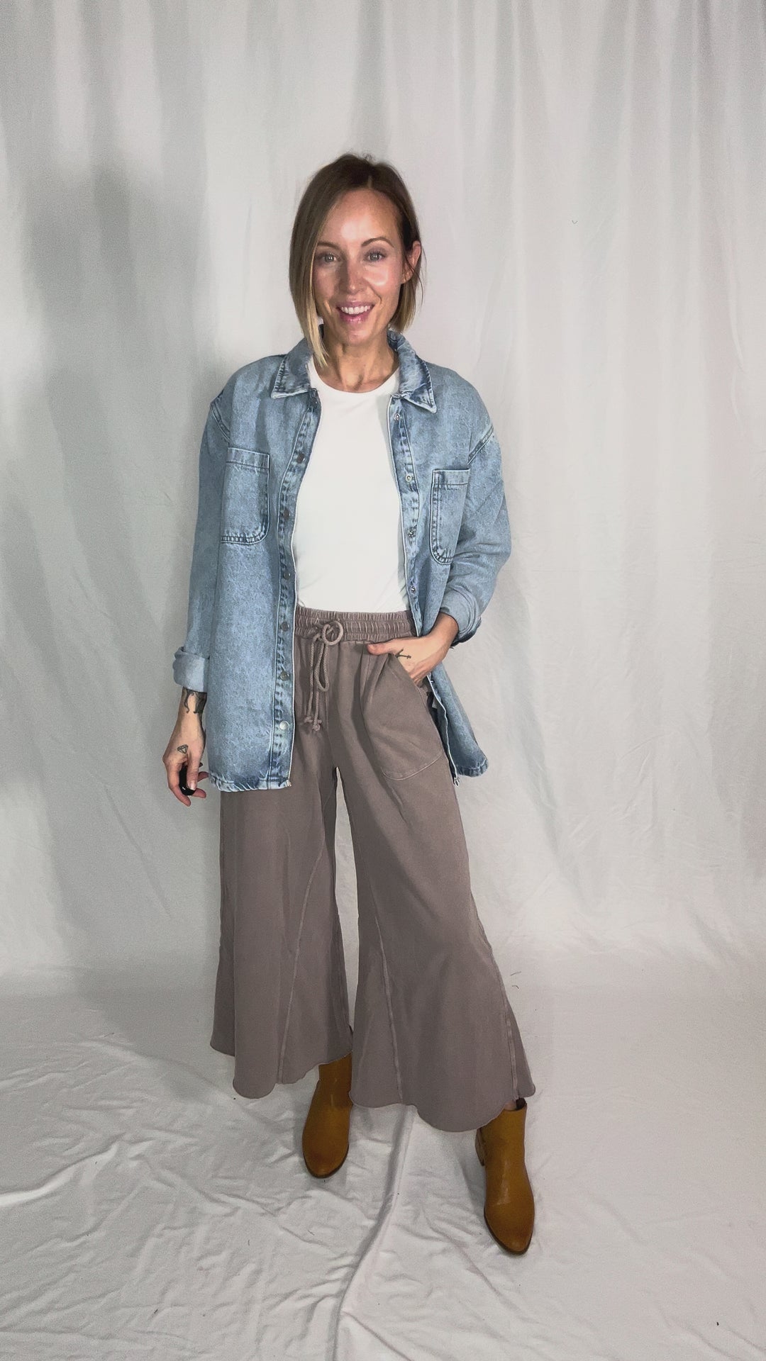Haze Mineral Wash French Terry Pants- MOCHA MOUSSE
