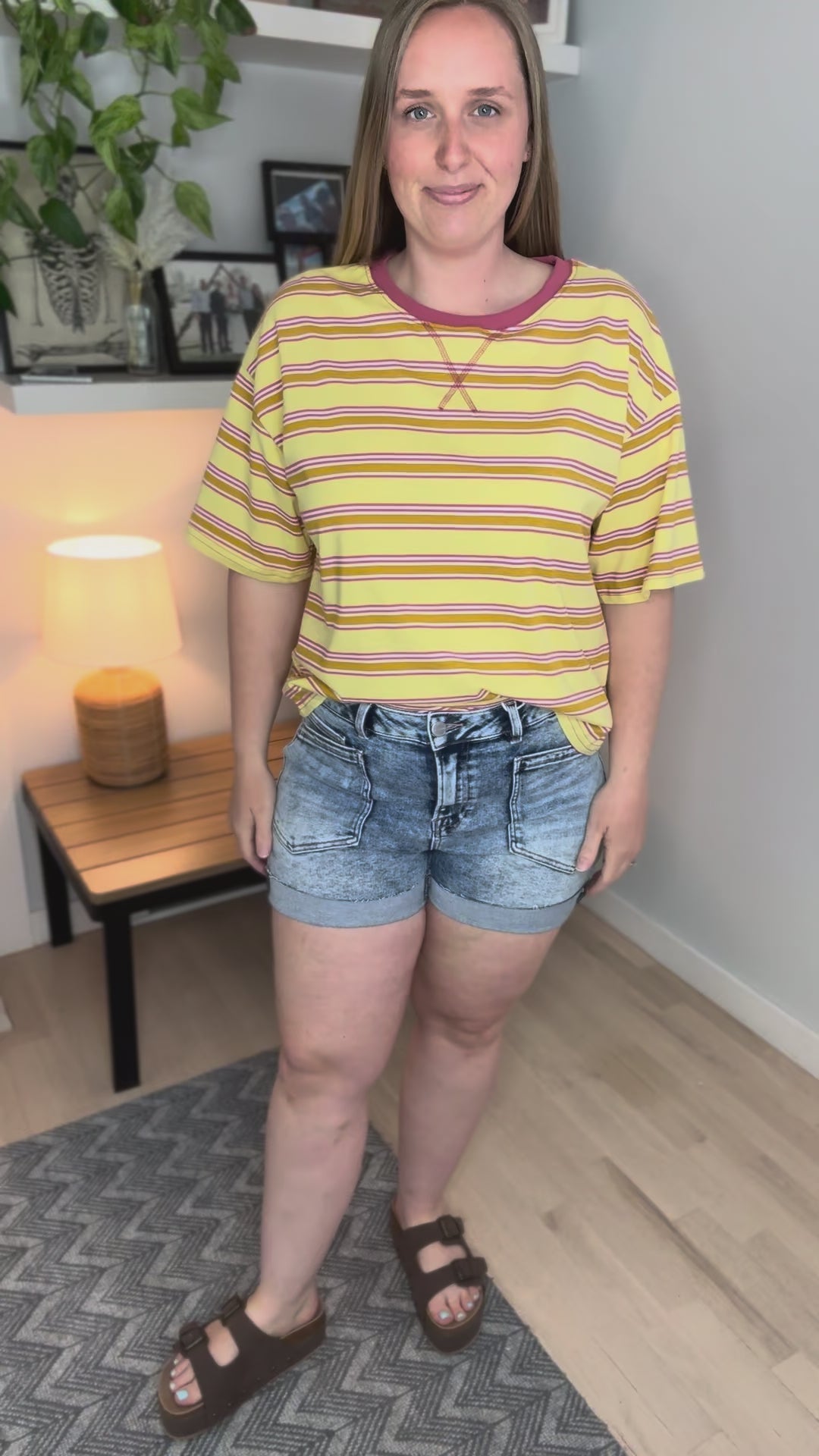 Zara Striped Relaxed Tee- YELLOW COMBO