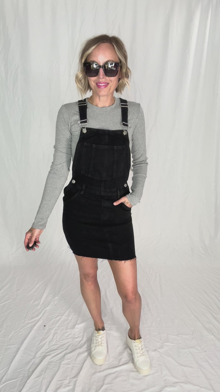 ONLY Spencer Overall Dress- WASHED BLACK