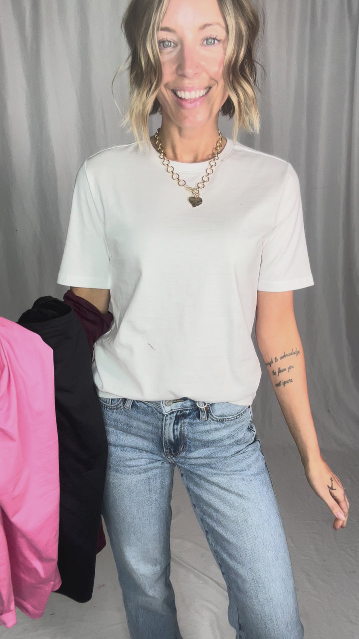 Only Freja Organic Cotton Structured Tee- BRIGHT WHITE