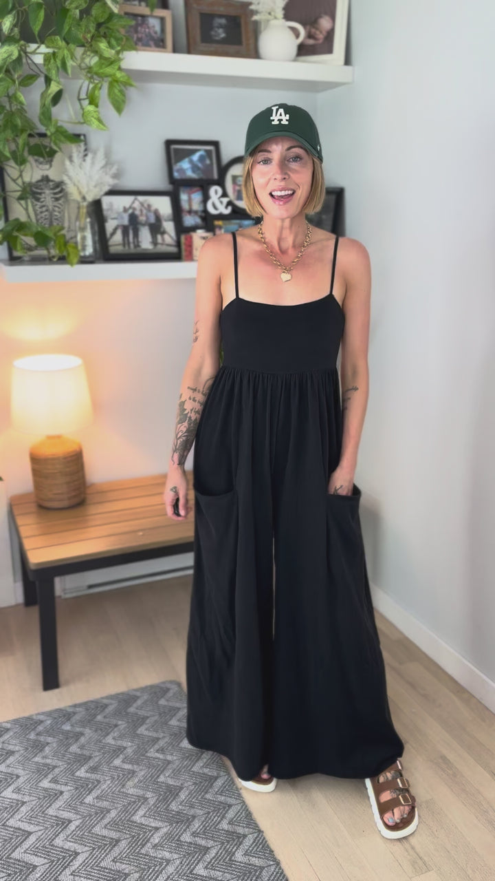 Rowyn Wide Leg Jumpsuit- BLACK