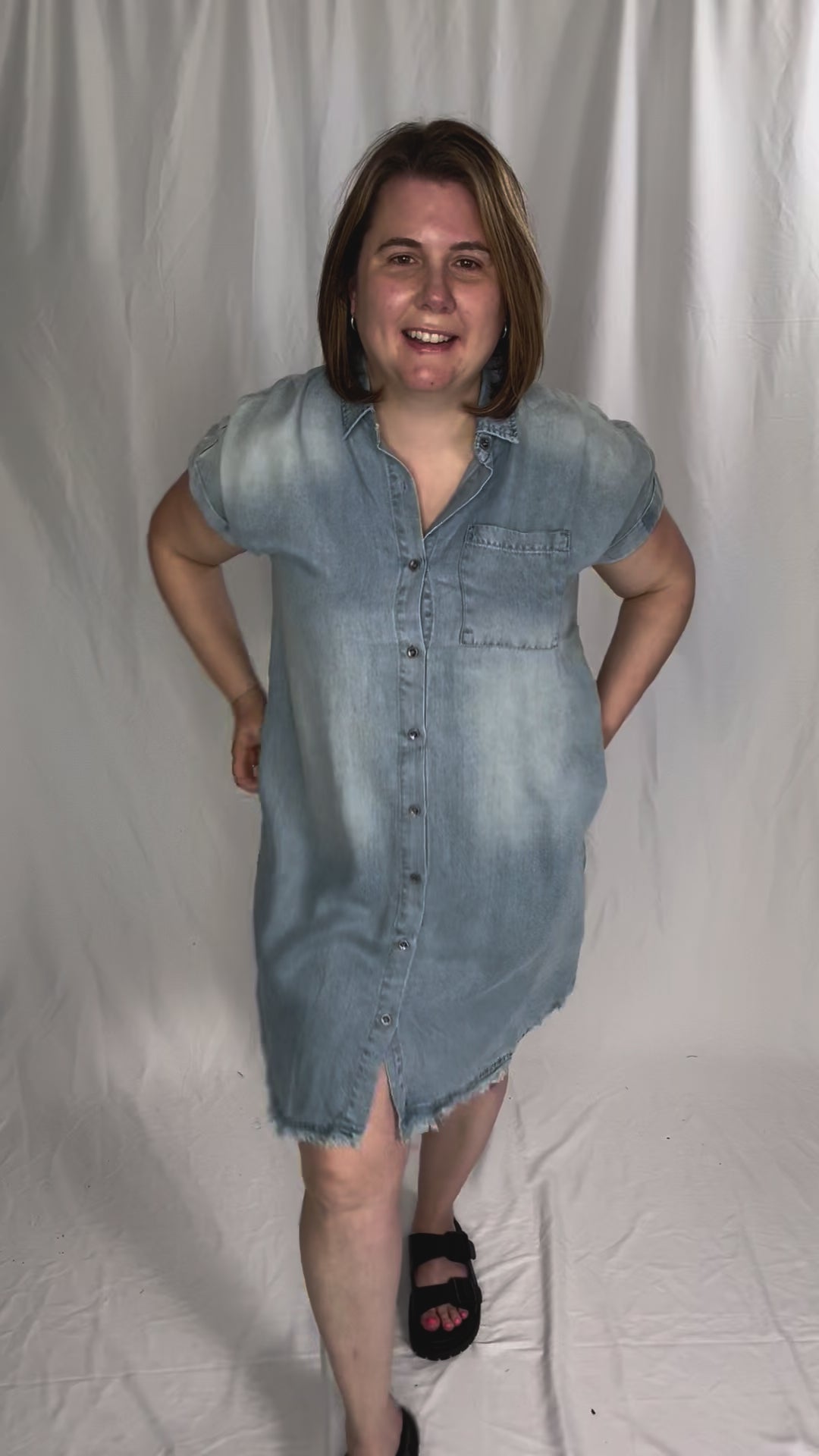 Alicia Button Up Tencel Dress- LIGHT DENIM-FINAL SALE