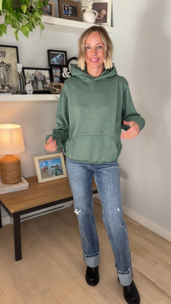 Mono B Burnout Bliss Fleece Hoodie- HEATHER EUCALYPTUS