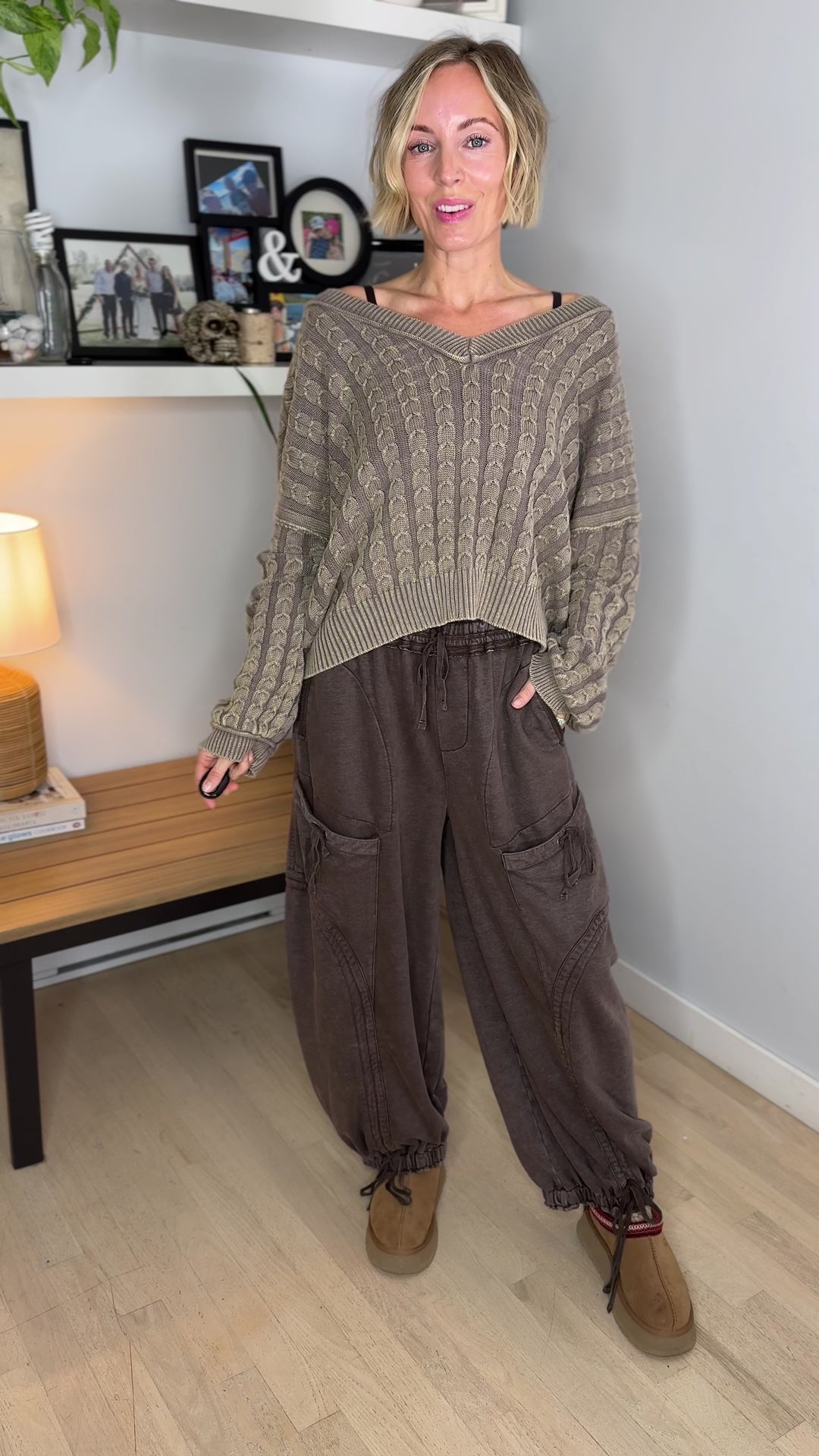 POL Olive Branch Knit Sweater- OLIVE