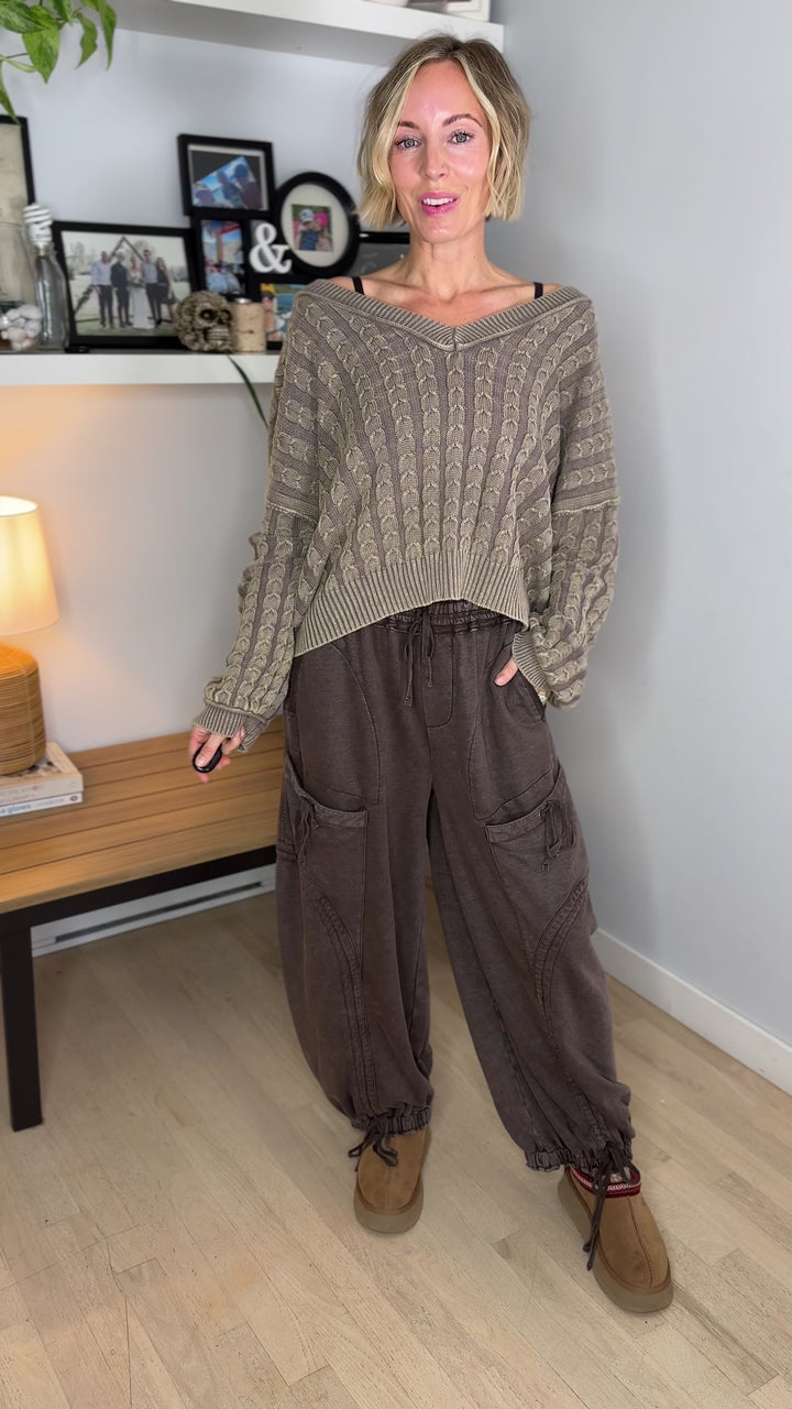 POL Olive Branch Knit Sweater- OLIVE