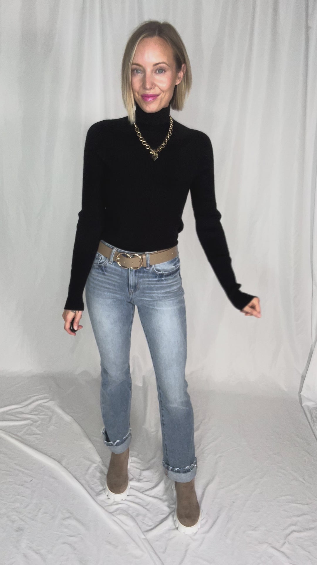 Winter Whisper Knit Ribbed Long Sleeve- BLACK