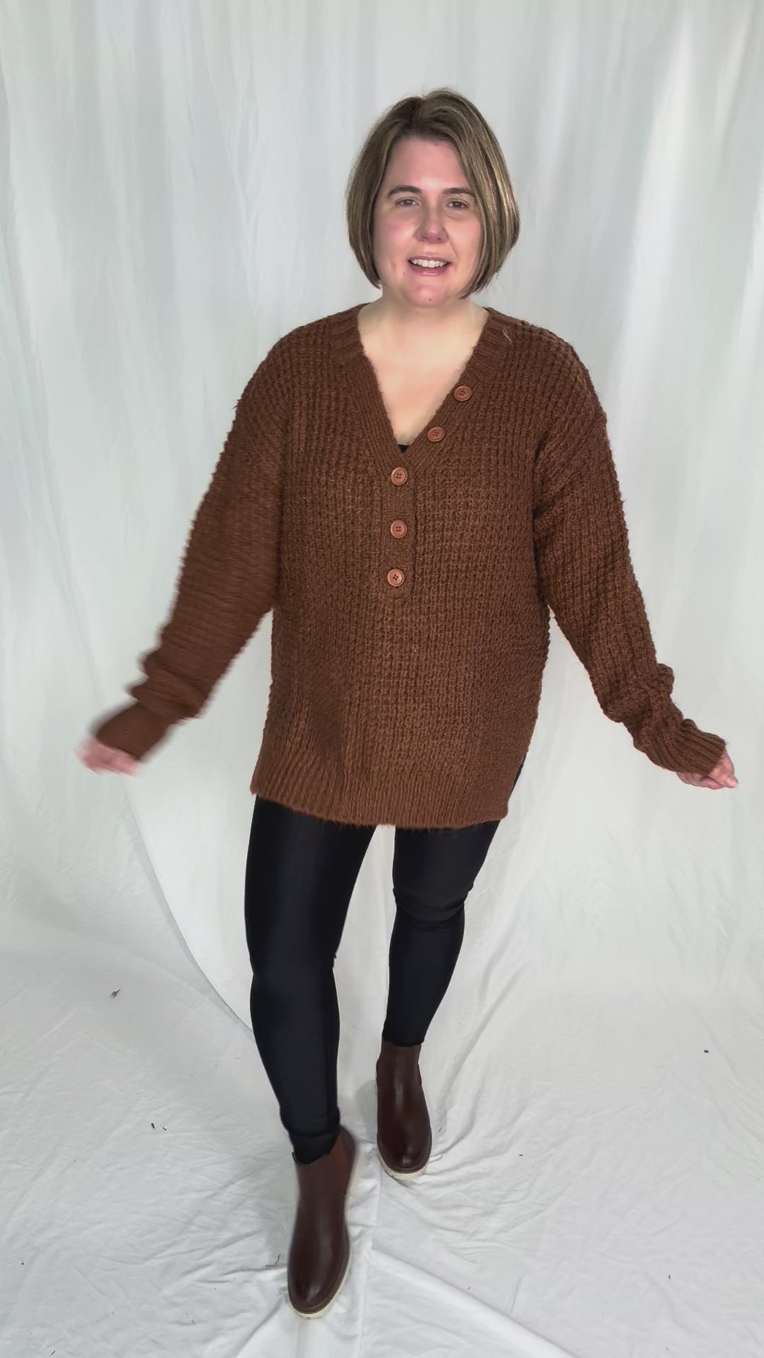 Charleen Waffle Knit Sweater- CAMEL