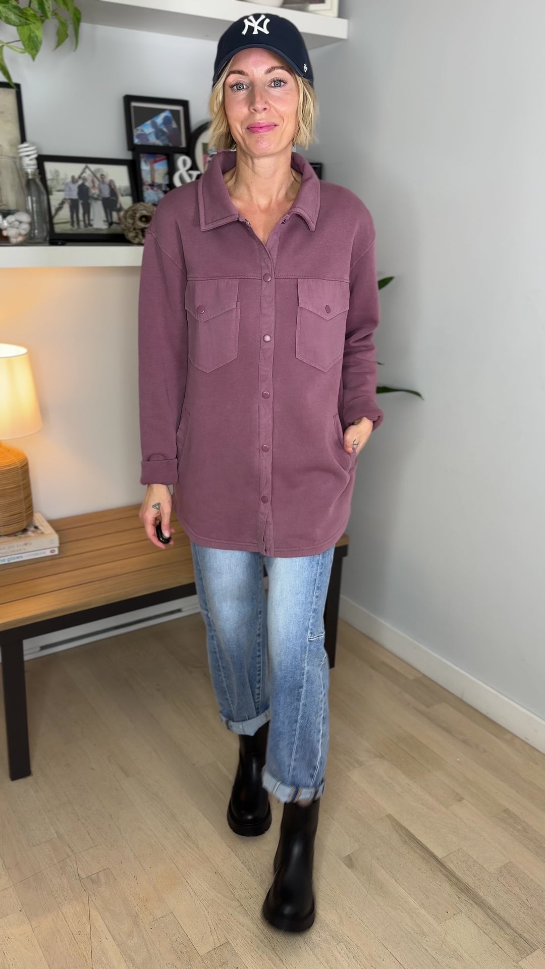 MONO B Valerie Snap on Shacket- ROSEWOOD