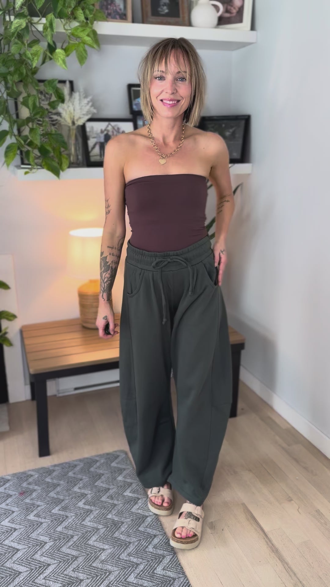 Huxlee Cotton Blend Barrel Jogger- ARMY GREEN