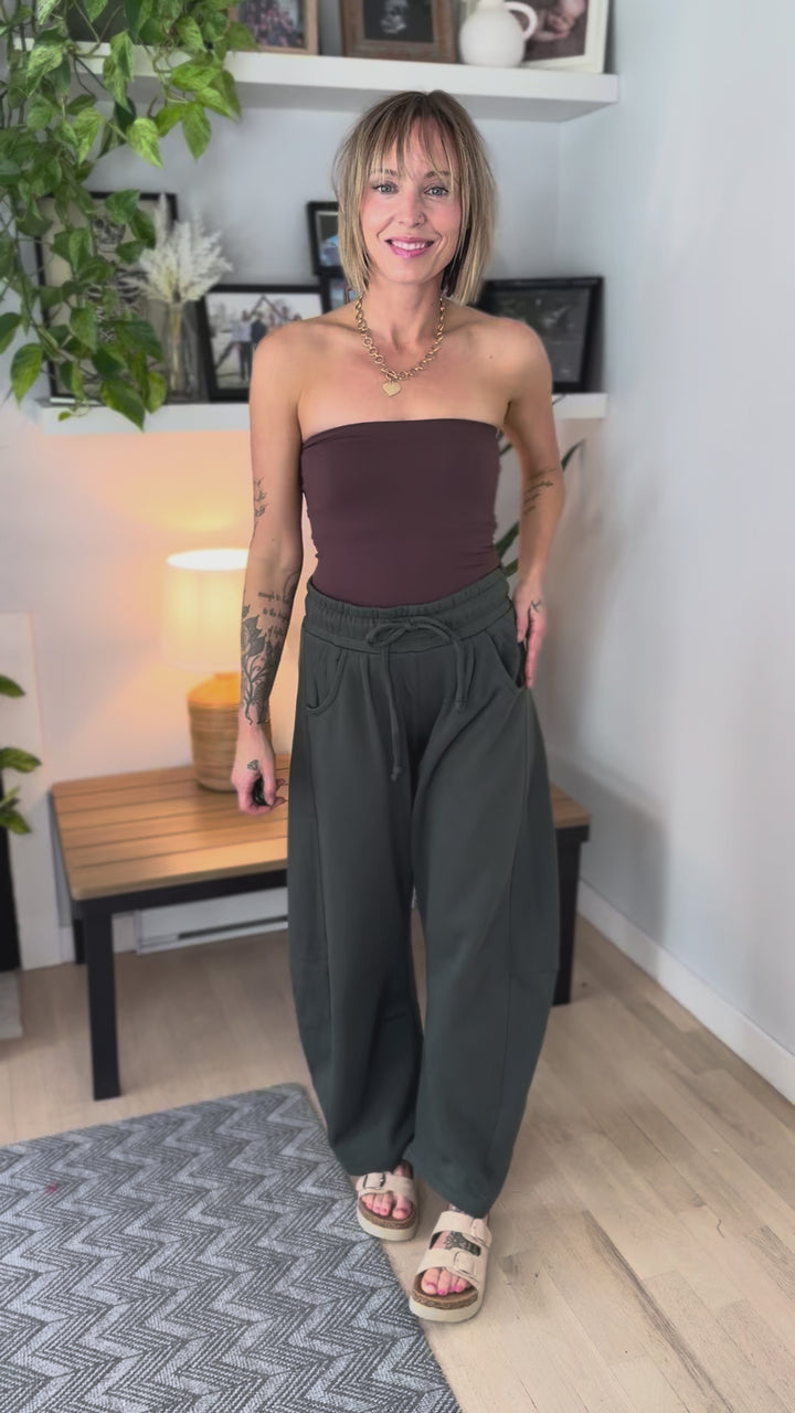 Huxlee Cotton Blend Barrel Jogger- ARMY GREEN